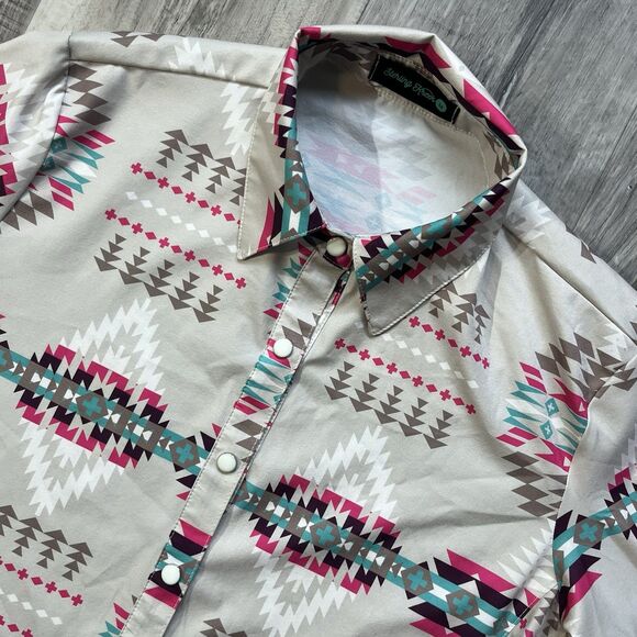 Sterling Kreek Womens Pearl Snap Medium Western Aztec Cowgirl Rodeo - Picture 2 of 8